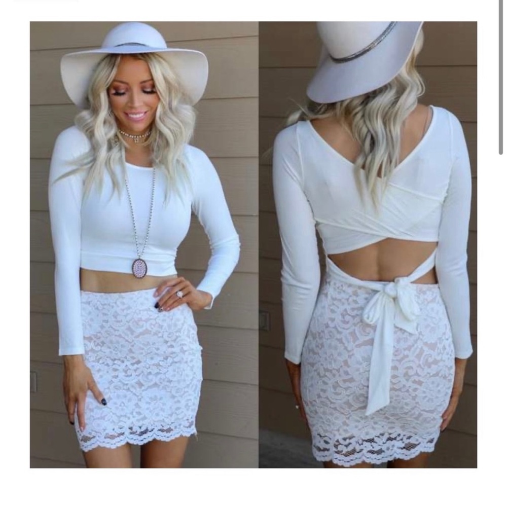 White Linen Cropped Crossover Top NWOT